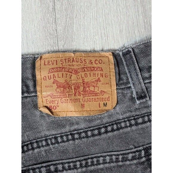 LEVI'S 550 Classic Relaxed  Tapered Black Denim Jeans Womens 14 Mis M Distressed - Picture 15 of 16